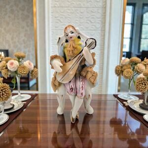 Vintage Dresden Style Porcelain Lace Musician Figurine Lute Player